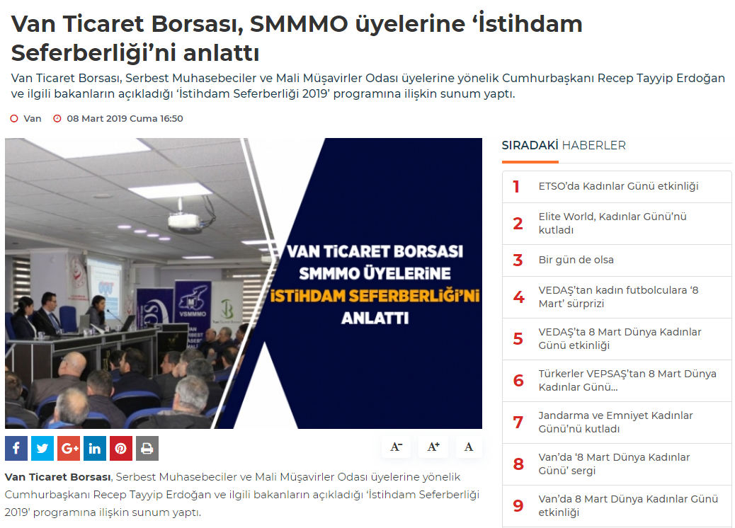 VAN TİCARET BORSASI SMMMO ÜYELERİNE İSTİHDAM SEFERBERLİĞİNİ ANLATTI