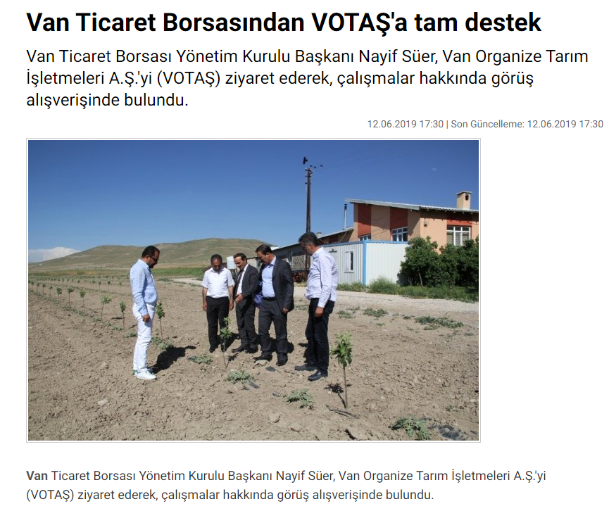 VAN TİCARET BORSASI'NDAN VOTAŞ'A TAM DESTEK