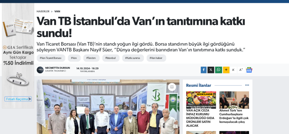 BAŞKAN SÜER: VAN’IN TANITIMINA KATKI SUNDUK