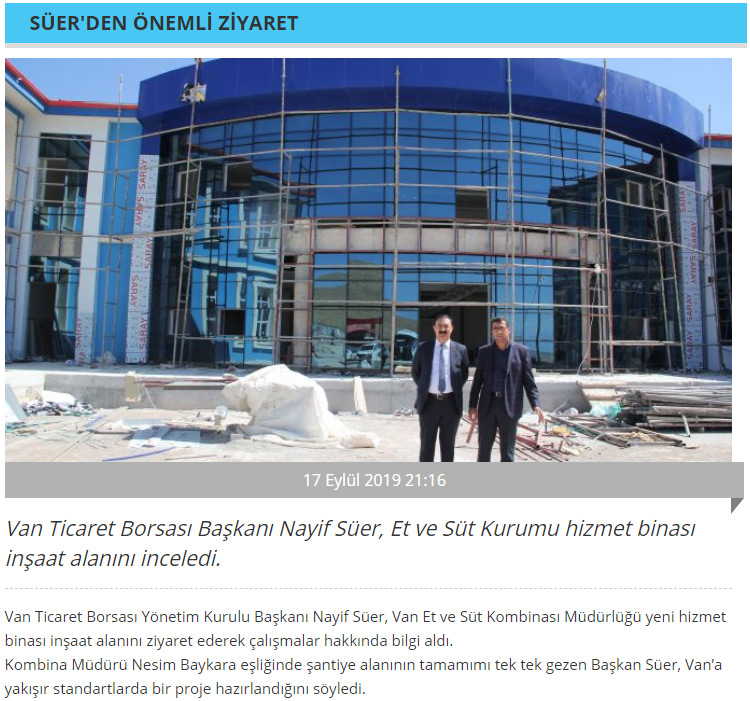 Süer Et ve Süt Kurumu İnşaat Alanını İnceledi