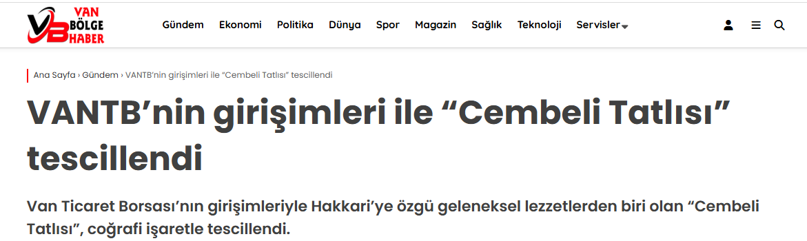 VANTB’nin girişimleri ile “Cembeli Tatlısı” tescillendi