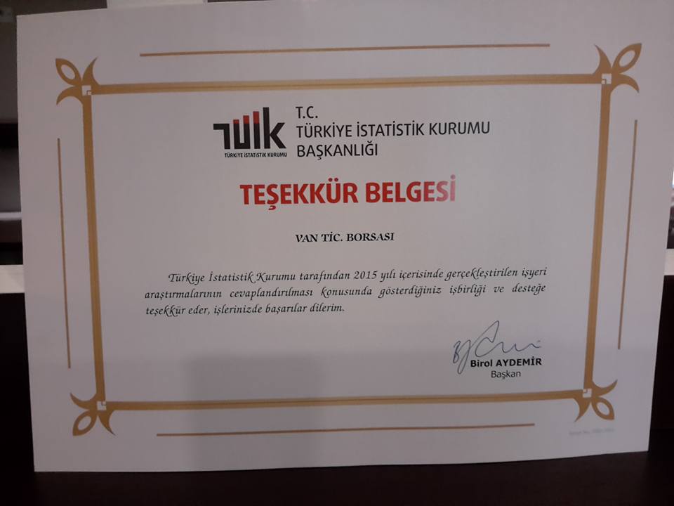 TÜİK'DEN BORSAMIZA TEŞEKKÜR
